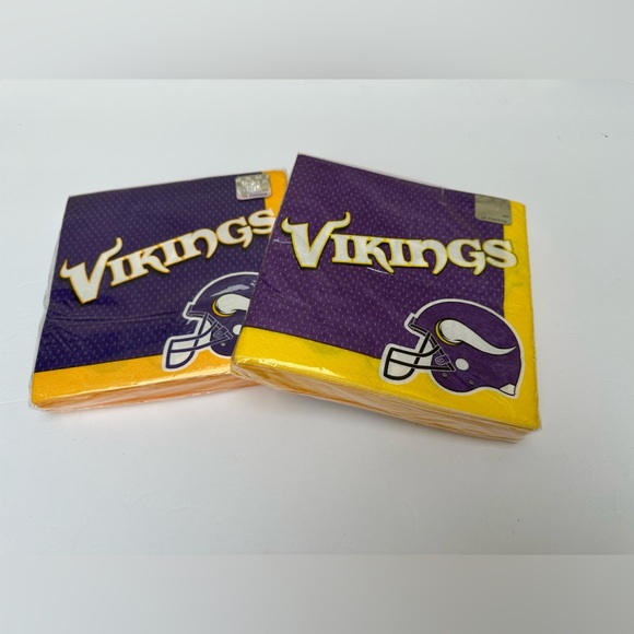 Vikings Paper Napkins Purple Yellow Football Party 2 Packs Skol Fast Ship - Picture 1 of 4